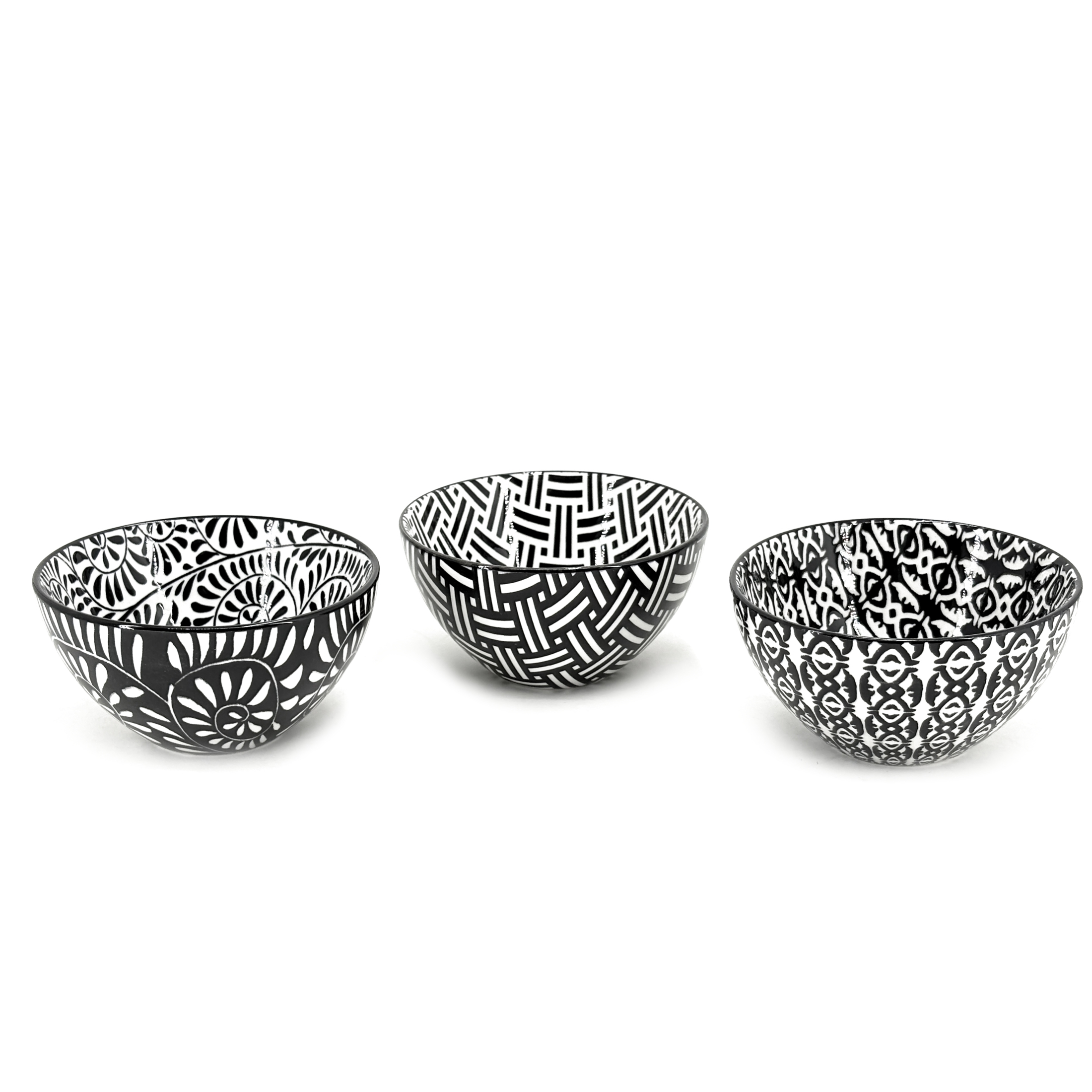 Hometrends bol à trempette rond 200ML, motifs assortis noir et blanc