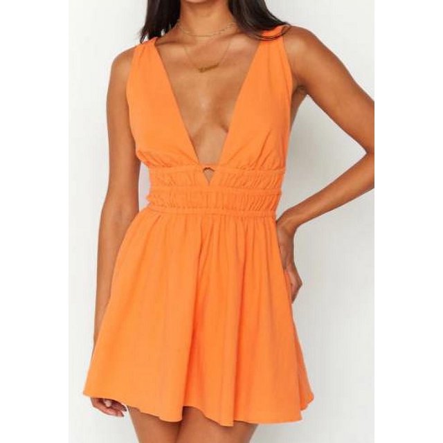 MesaSe Robe Mini d'Été Sans Manches à Col en V Dos Nu à Imprimé Floral pour Femmes Club Fête