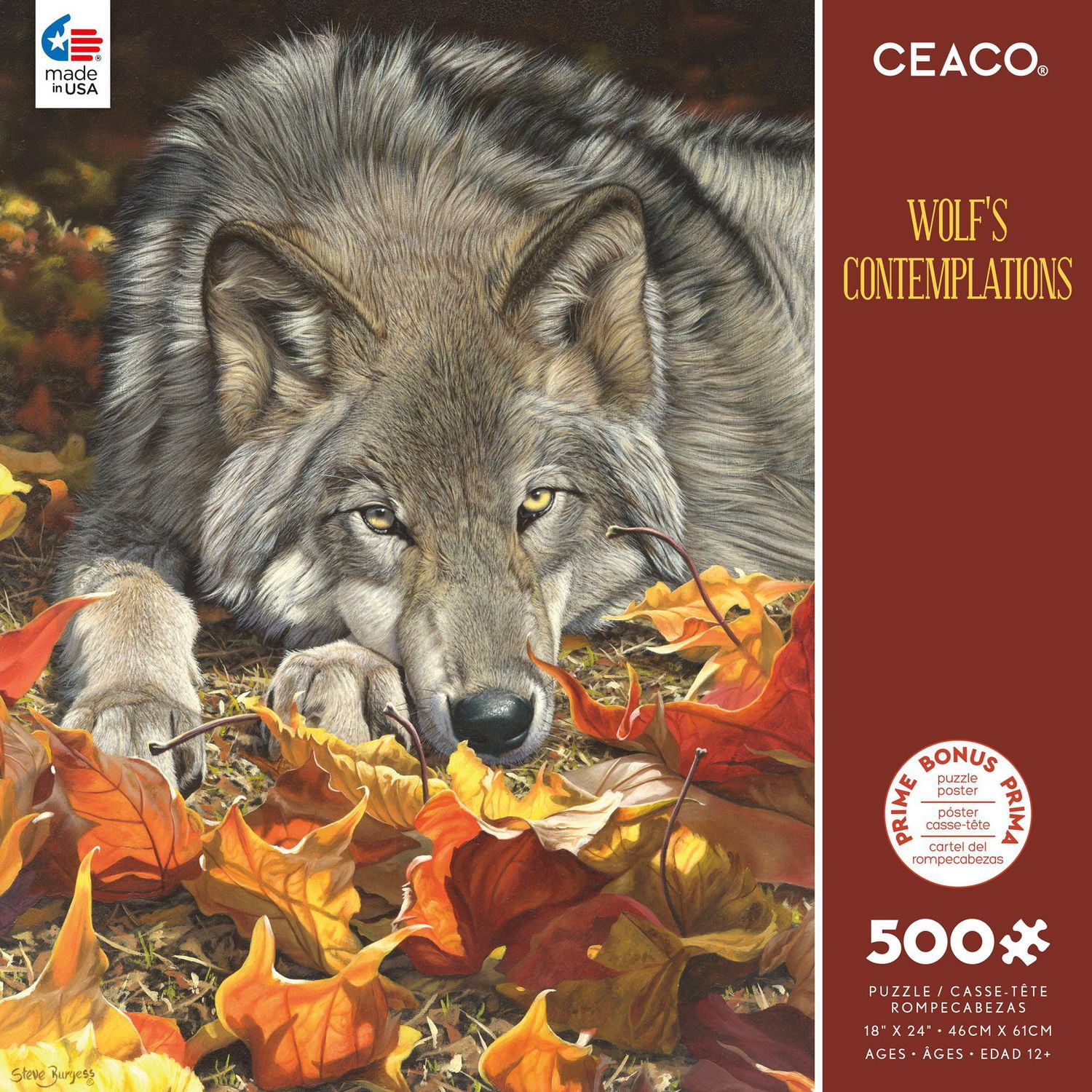 Puzzle en 500 pièces Ceaco Wolf's Contemplation pour adultes, à partir de 14 ans