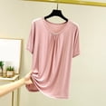 thumbnail image 1 of Weiqiqre T-Shirt à Col Rond pour Femme à Manches Courtes Ajusté T-Shirt Mince Uni Haut de Pyjama Pyjama à Manches Courtes, 1 of 7