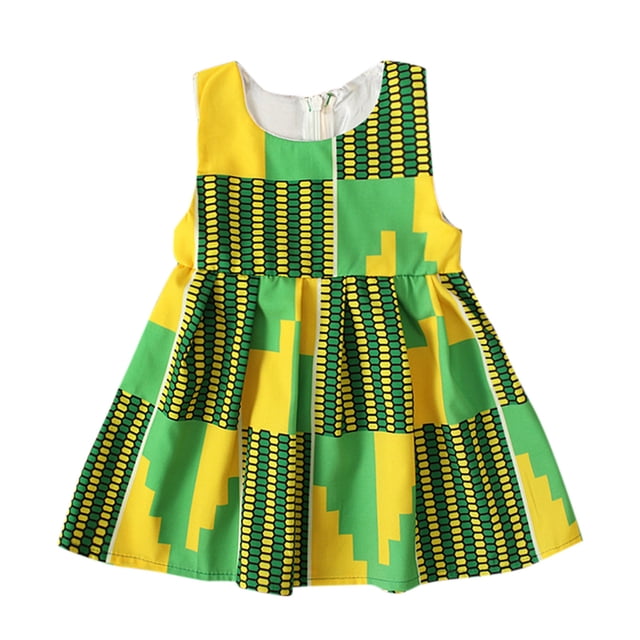 B91xZ Robes pour Filles Sans Manches Taille Haute Robe Courte Ligne A, Vert 12-18 Mois