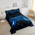 thumbnail image 4 of Erosebridal Neon Gamepad Bedding Sets Toddler with Comforter, Abstract Geometric Duvet Insert, Game Player Decor, Breathable 2pcs, 4 of 7
