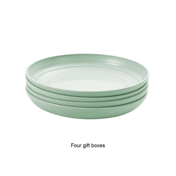 Maoww Pack of 4 Plastic Food Plate Round Dinner Dish Hotel Bar Kitchen Tableware Indoor Outdoor Camping Hiking Picnic Dinnerware Green