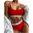 thumbnail image 2 of CEHVOM Women Bikini Solid Splicing Two-piece Swimwear Swimsuit Beachwear Set, 2 of 6