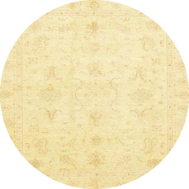 Ahgly Company Tapis d'Intérieur Ronds Abstraits Soleil Jaune Orientaux, 7 Pieds Rond