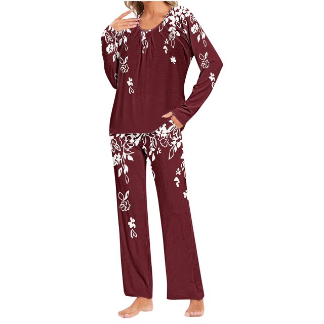 Rbaofujie Robes pour Femmes Ensemble de Pyjama Décontracté à Imprimé Dégradé Haut et Pantalon Pyjamas pour Femmes