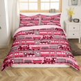 thumbnail image 1 of Erosebridal Pink Train Comforter Cover Twin, Steam Engine Bedding Twin Size, Cartoon Vehicle Decor, Reversible（No Comforter）, 1 of 6