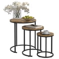 thumbnail image 1 of HOMCOM Ensemble de 3 Tables Gigognes, Tables Basses Rondes Empilables, Brun Rustique, 1 of 10