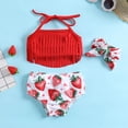 thumbnail image 2 of MIASHUI Girls Two Piece Bathing Suit Bikini Swimsuit Striped Ruffle Swimwear,Red,0-6 Months, 2 of 5