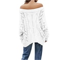 thumbnail image 3 of Yuyuzo Fall Sweaters for Women off Shoulder Oversized Jumper Tops Long Sleeve Basic Knitting Pullover Blouse, 3 of 3