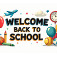 thumbnail image 4 of Colorful Welcome Back to School Banner with Apple Airplane Balloon and Star Elements Backdrop Party Decorations for School Events Opening Ceremonies Classroom Decor Photo Props, 4 of 4