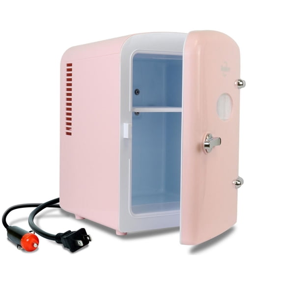 Koolatron Frigo Mini Thermoélectrique Portable Rétro 6 Canettes, 4,2 Quarts, 12V DC/110V AC, pour Maison, Chambre d'Étudiant, Voiture, Bateau, Boissons et Plus