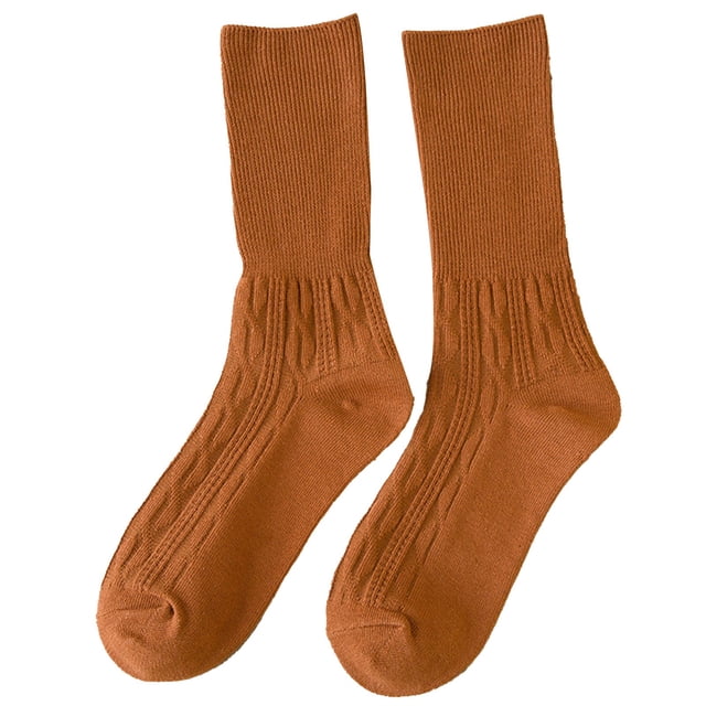 Breezora Winter Cable Knit Socks For Women Cozy Thick Stacked Socks With Non-Slip Design Orange