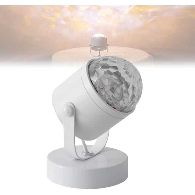Velosphere Lamp 360° Rotating 3D Holographic Water Ripple Projector with 16 Color Night Light for Bedroom Bathroom Party (White)