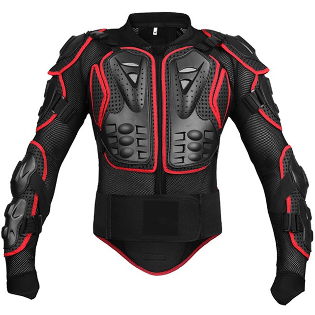Motorcycle Armor Jacket for Outdoor Activities - Protective Gear for Biking, Skateboarding, and Skiing - Durable PE Shell with EVA Foam Padding - Available in Red, Size 2XL
