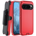thumbnail image 1 of KOMI for Google Pixel 8A Case, with HD Tempered Glass Screen Protector, Heavy Duty Shockproof Drop Protective Rugged Tough Durable Phone Cover with Belt Clip-Red/Black, 1 of 5