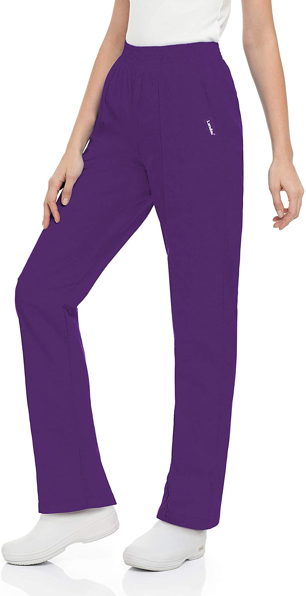 Landau Essentials Pantalon d'Uniforme à 2 Poches pour Femmes : Coupe Classique et Décontractée, Taille Élastique 8320
