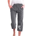 thumbnail image 2 of Jsaierl Womens Capris with Pockets Drawstring Elastic Waisted Wide Leg Cropped Pants Plus Size Fashion Floral Print Capris, 2 of 5