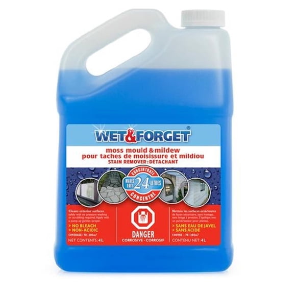 Wet & Forget Détachant pour Mousse d'Extérieur, Moisissure et Mildiou 4 L
