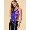 thumbnail image 2 of INSPIRE CHIC Camisole Courte à Paillettes à Bretelles Spaghetti pour Femme TG Bleu Violet, 2 of 6