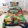 thumbnail image 1 of Les Tortues Ninja Ensemble de Draps pour Enfants avec Couette Réversible Lit Simple en Sac 4 Pcs, 1 of 9