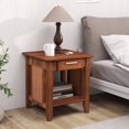 thumbnail image 4 of Gymax Boho Style Nightstand 3-Tier Sofa Side End Table w/ Drawer & Shelf Walnut, 4 of 8