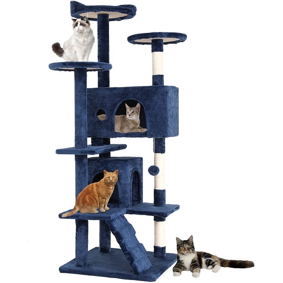 FDW Navy Blue 73" Cat Tree Scratcher Play House Condo Furniture Post Pet House