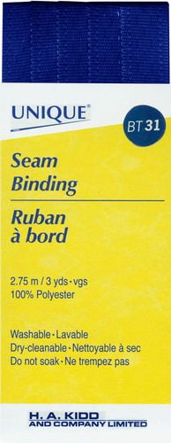 Unique Seam Binding, 14 mm (0.55 in), Navy Blue (Rayon), 2.75 m (3.01 yd)