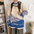 thumbnail image 2 of VONKY Warm In Style Hip Hop Streetwear Sweater With Japanese Snow Mountain Pattern Wide Applicable Blue L, 2 of 6