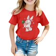 thumbnail image 1 of PMVFHDE T-Shirt Fille T-Shirts pour Fille T-Shirts pour Fille T-Shirts pour Fille Graphique Hauts d'Été pour Filles 2025 Imprimé pour Enfants Col Rond Manches Courtes T-Shirt Rouge, 2-3 Ans, 1 of 4