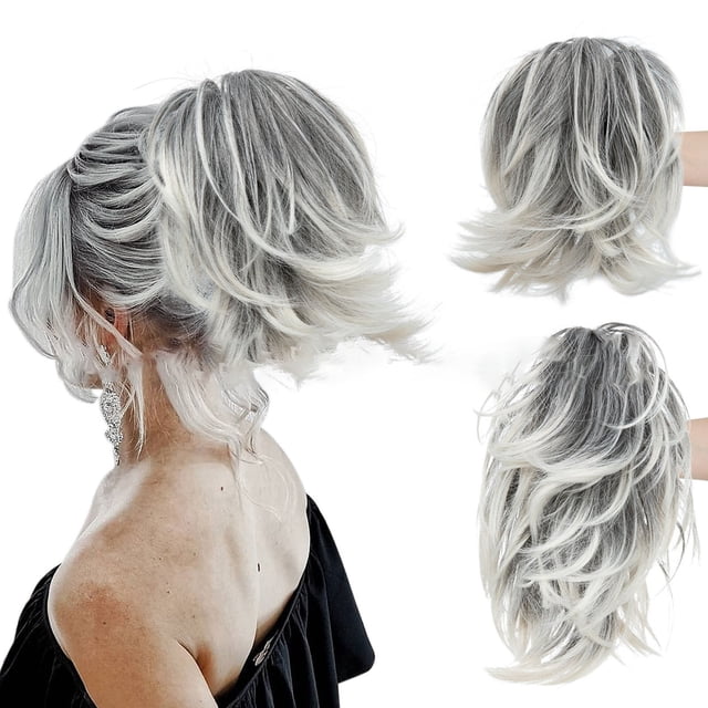 Pièce de Cheveux Chignon Décoiffé avec Pince à Fil Flexible dans Extension de Queue de Cheval Chignon en Cheveux Humains Naturels pour Femmes
