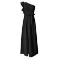 thumbnail image 4 of Wyzesi Accessoires de Robes Charleston Rouge Robe d'Été pour Femme à une Épaule à Volants Sans Manches Bohème Fluide Maxi Robes Pyjama de Noël Costume, 4 of 5