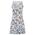 thumbnail image 3 of UPPADA Robes d'Été de Plage pour Femmes Vacances Sortie de Plage Robe Midi Boutonnée Sans Manches Bohème à Fleurs Robe d'Été Col en V Coupe Ample Commandes Passées Multicolore,P, 3 of 6