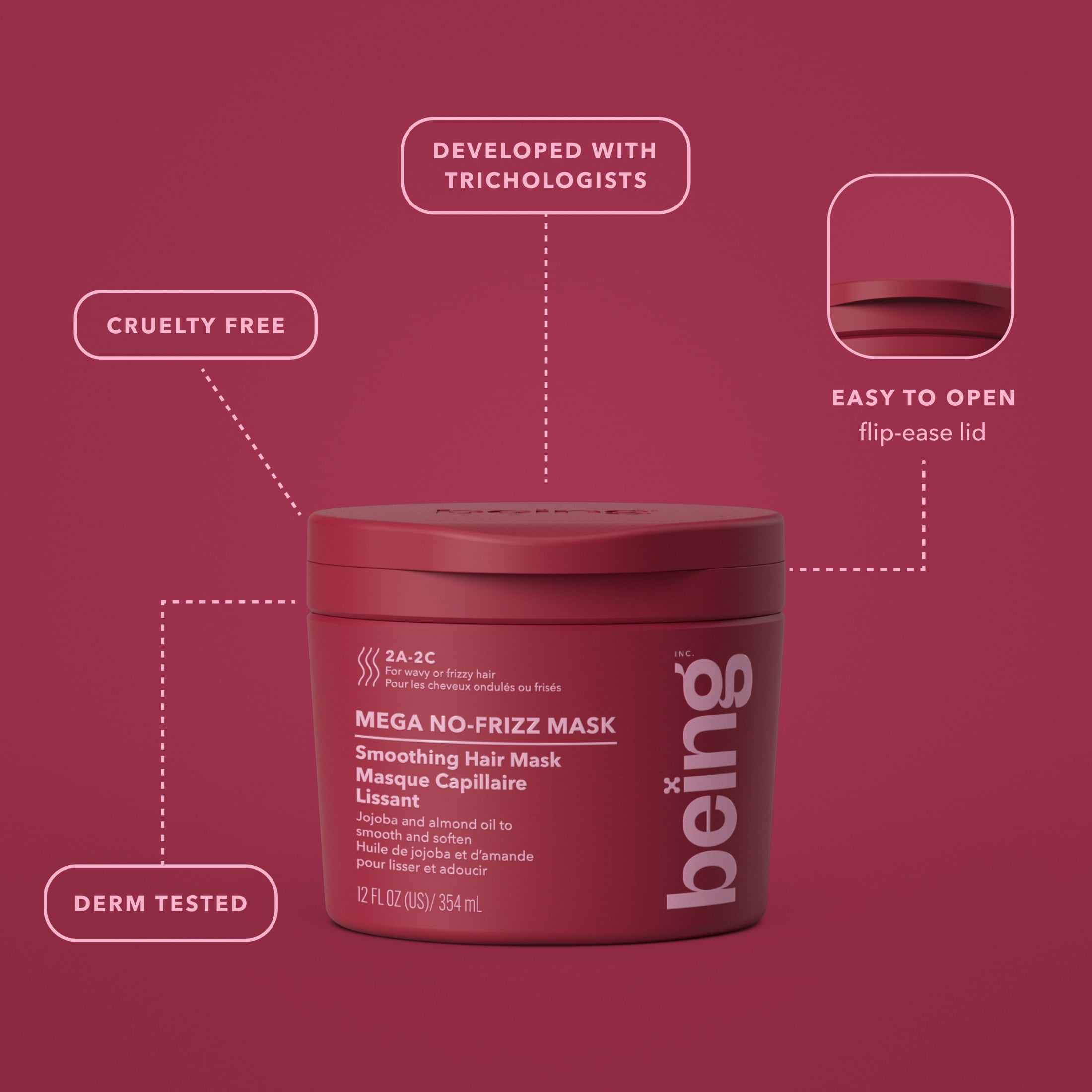 being MEGA NO-FRIZZ Smoothing Hair Mask with Jojoba and Almond Oil 354mL
