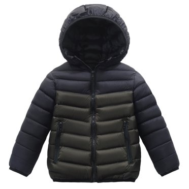 Économies d'Hiver! SROBPTY Manteaux d'Hiver pour Enfants, Couleur Unie, Décontractés, Sport, Chauds et Épais, Doudounes pour Enfants, Manteaux d'Hiver pour Tout-Petits Vert Armée, 14-15 Ans