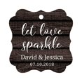 thumbnail image 1 of Darling Souvenir Personalized Fancy Frame Paper Tags Wedding Sparklers Let Love Sparkle Custom Hang Tags-Dark Wood-100 Tags, 1 of 1