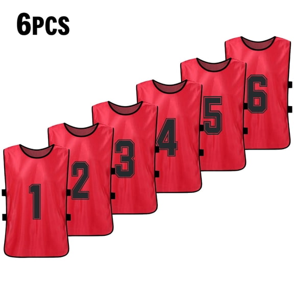 6 Pcs Chasubles de Soccer pour Adultes à Séchage Rapide Maillots d'Équipe de Soccer Jeunes Sports Match d'Entraînement d'Équipe de Soccer Bavoirs Numérotés Gilet de Sport d'Entraînement