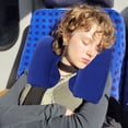 thumbnail image 4 of Cagogo Inflatable Travel Neck Pillow, Cervical Support Pillow PVC Flocked U-Shaped Cushion, Portable Inflatable Neck Pillow for Airplane Travel, Long Car Rides, Office Naps, Home Use, Camping and, 4 of 6