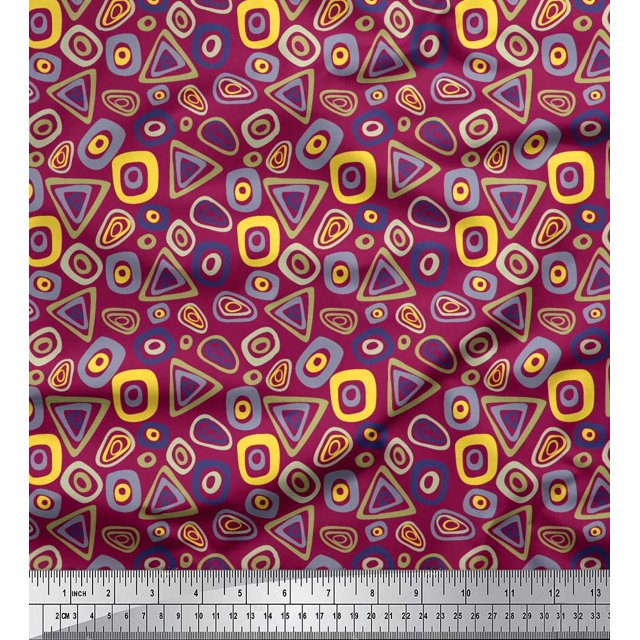 Soimoi Cotton Duck Fabric Geometric Small Print Fabric by The Yard 56 Inch Wide