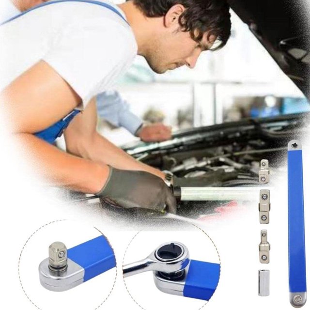 Becaristey 39cm Spanner Extension Wrench Set Hand Tool Extension Wrench Wrench Offset Ratchet Spanner Extender With Adapters