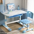 thumbnail image 4 of Kids Study Desk Chair Set, Height Adjustable Toddlers Writing Table with Tiltable Reading Stand LED Table Light, Living Room Bedroom Children Learning Table with Extra Large Drawer, 4 of 4
