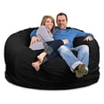 thumbnail image 1 of Ultimate Sack 6000 6-Foot Bean Bag Chair Oversized Foam Lounger, Black Suede Cover, 1 of 8