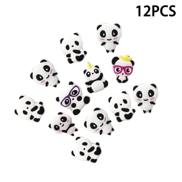 OULII 12 Pcs Bagues en Pvc Adorables en Forme de Panda pour Cadeaux de Fête, Récompenses d'Anniversaire, Prix et Accessoires de Costume