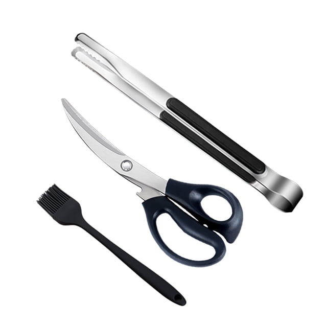Liyamei 3 Pcs Barbecue Scissors Clips Mats Grills Burger Spatula Grilling Grill Scraper Red