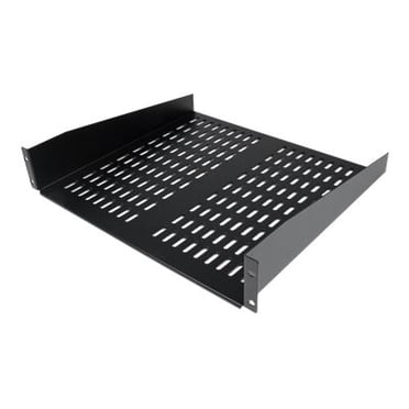 StarTech.com 1U Server Rack Shelf, 2U 16in Universal Fixed Vented Network Rack Shelf/Cantilever Tray for 19" AV/Data/Network Equipment Enclosure w/Cage Nuts & Screws, 50lbs Weight Cap. - 2U Network Rack Shelf (CABSHELFV) - Rack shelf - black - 2U - 19" - for P/N: RK12OD2, RK2537BKM, RK3236BKF, RK4236BKB, RK4242BK24, RK4242BK30, RKQMCAB12V2