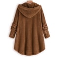 thumbnail image 3 of Qertyioot Women Plus Size Button Plush Tops Hooded Loose Cardigan Wool Coat Winter Jacket, 3 of 8