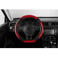 thumbnail image 1 of Auto Drive D-Bottom Sport Steering Wheel Cover Red Leather, 1 of 5