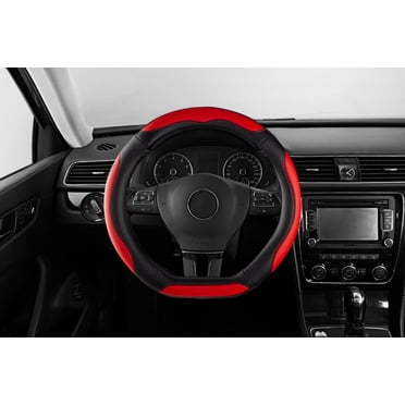 Auto Drive D-Bottom Sport Steering Wheel Cover Red Leather