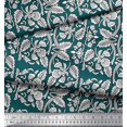 thumbnail image 2 of Soimoi Moss Georgette Fabric Leaves & Floral Block Print Sewing Fabric Yard 42 Inch Wide, 2 of 3