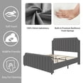 thumbnail image 4 of GloryStar Bed Frame with 50.2" Tall Headboard, Velvet Upholstered Bed Frame with Vertical Channel Tufted Headboard & Footboard, Nailhead Trim, No Box Spring Needed, 4 of 9